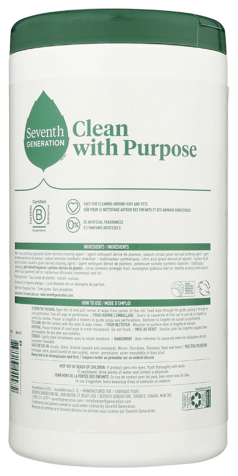 Seventh Generation Multi-Surface Wipes, Garden Mint Scented, 70 Count - Image 2